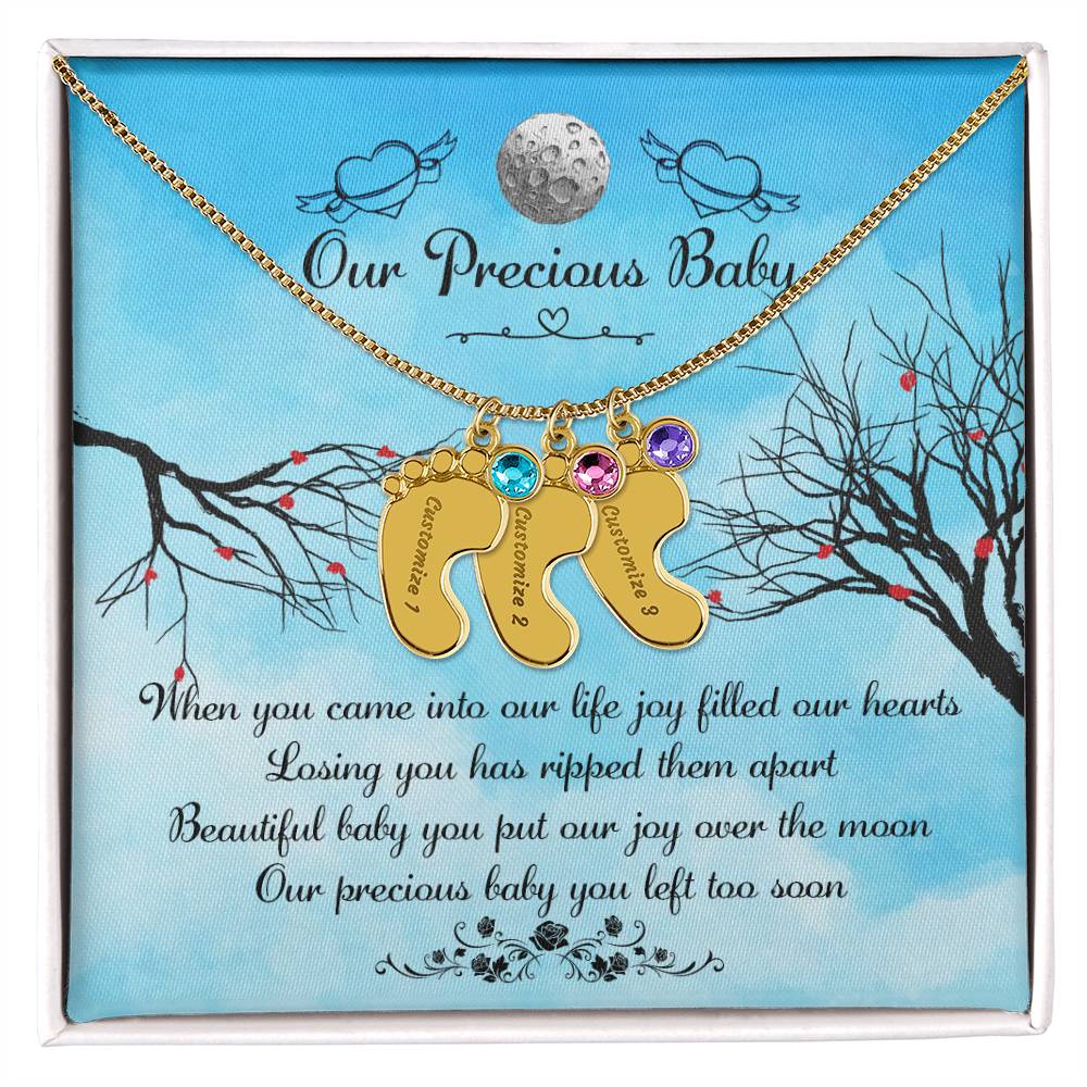 Engraved Baby Feet with Birthstones - Our Precious Baby
