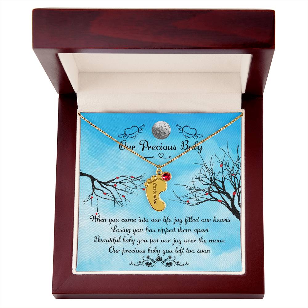 Engraved Baby Feet with Birthstones - Our Precious Baby